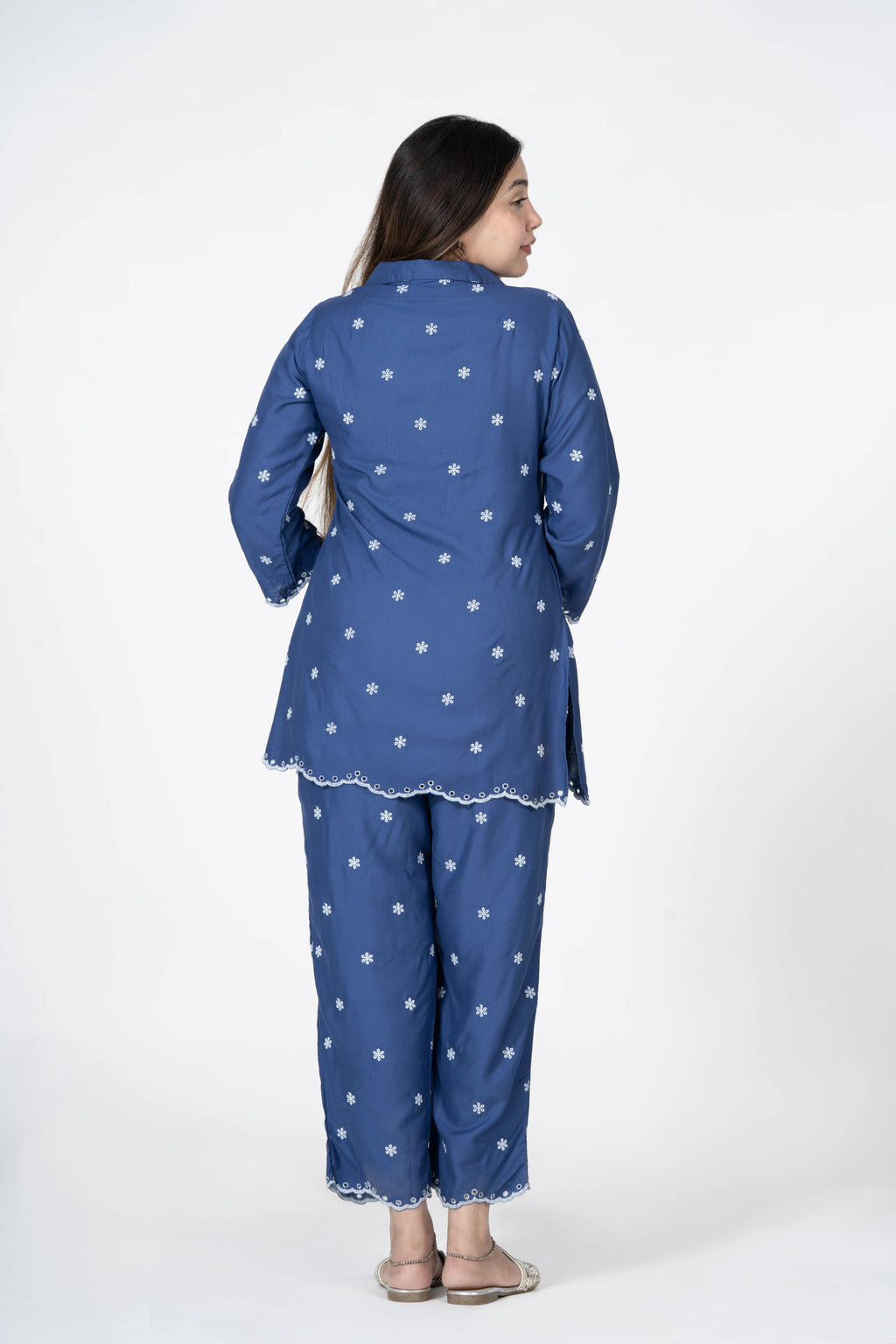 Blue Self-Design Co-Ord Set for Women