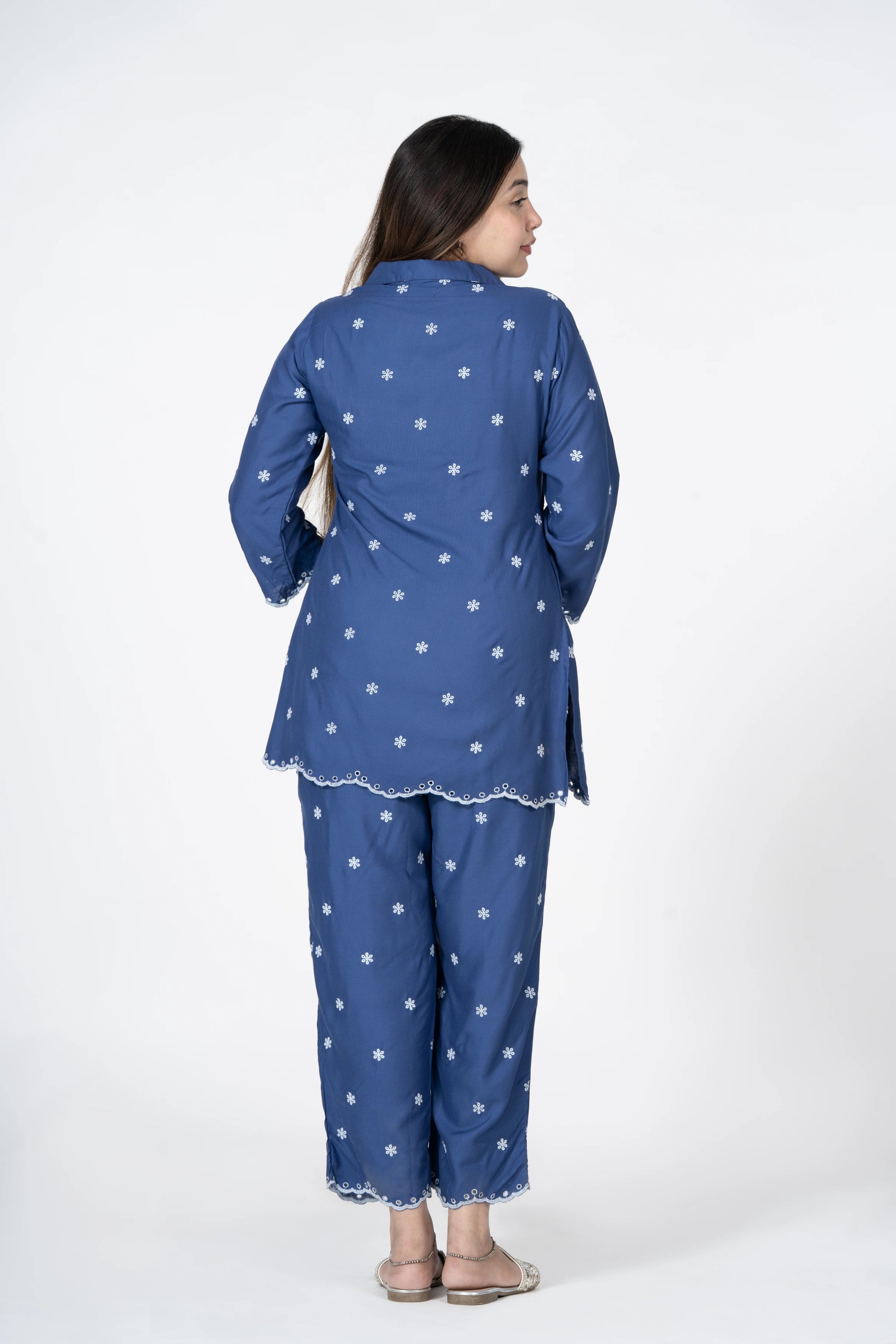 Blue Self-Design Co-Ord Set for Women
