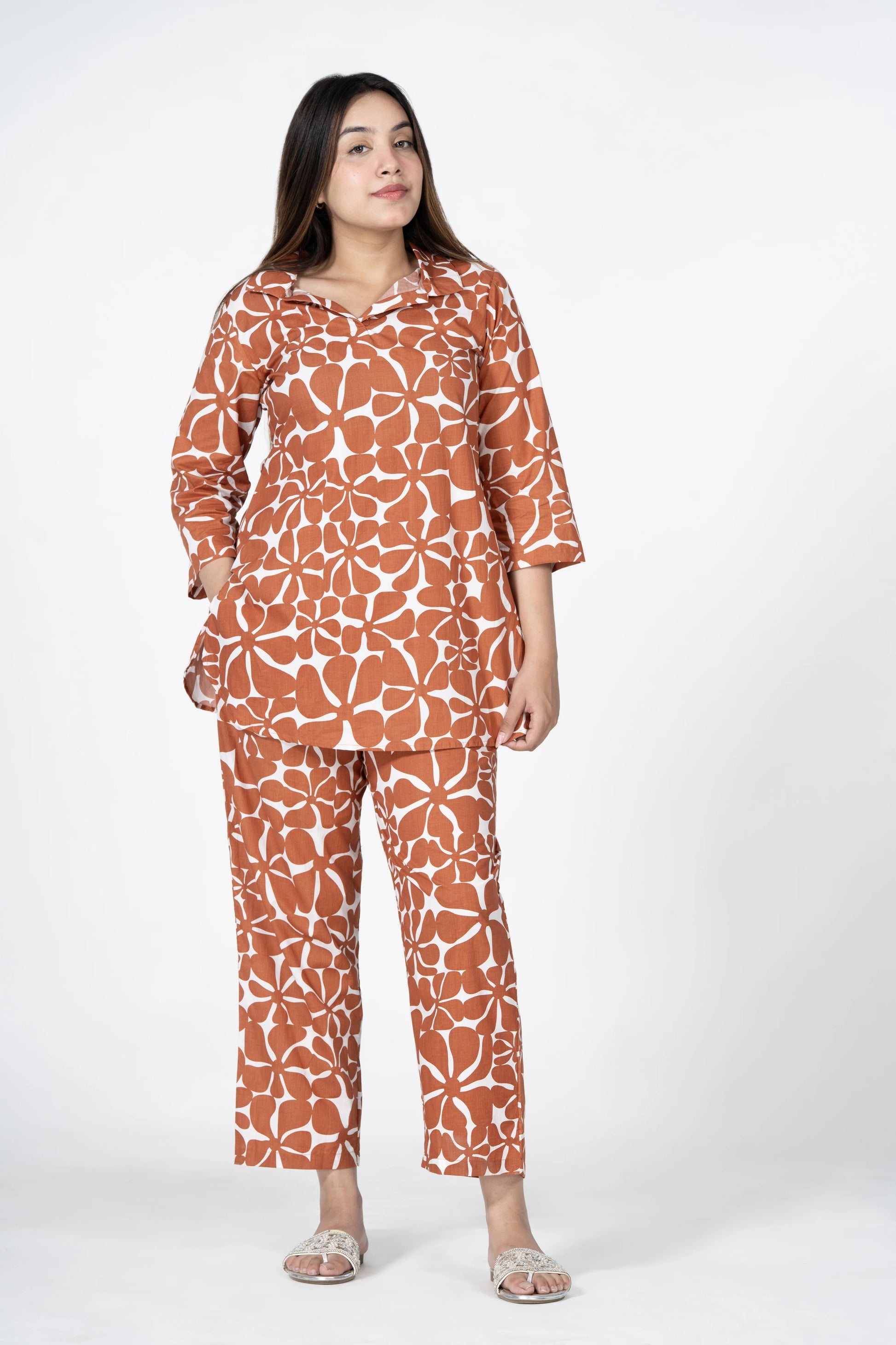 Earth petals – warm print co-ord set