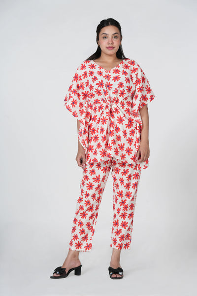 Kaftan Pink & White Premium Co-Ord Set for Women