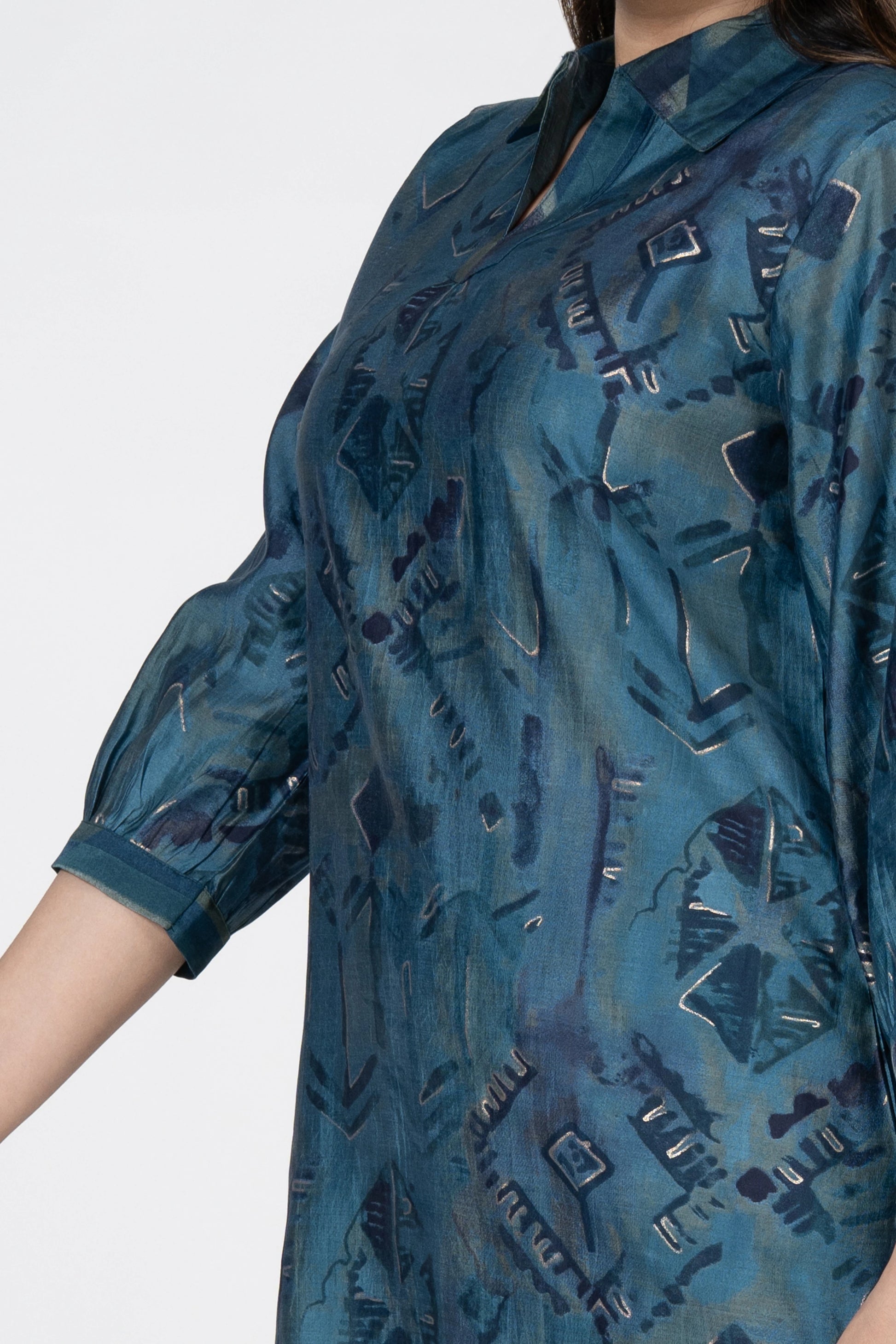 Midnight diamonds – abstract printed chanderi co-ord set