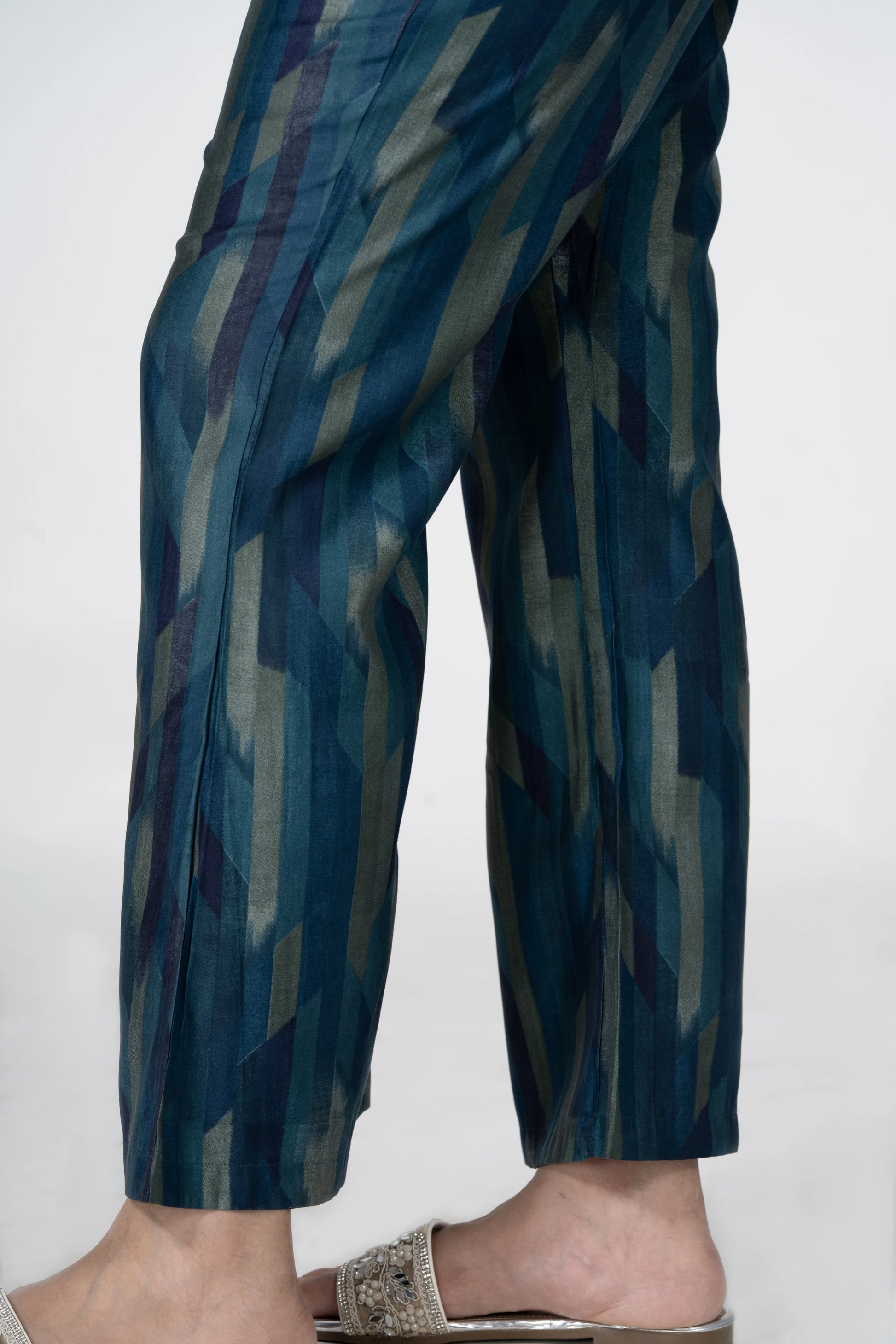Midnight diamonds – abstract printed chanderi co-ord set