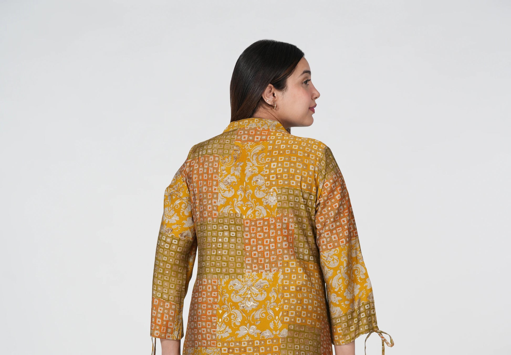Not overdressed for my aunt's pooja – printed chanderi co-ord set
