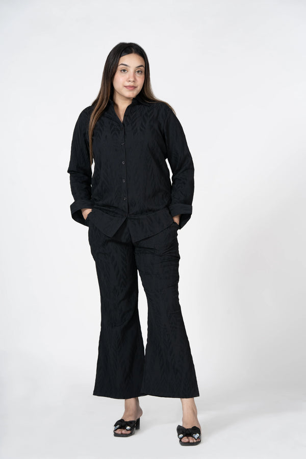 Black Self-Design Co-Ord Set for Women